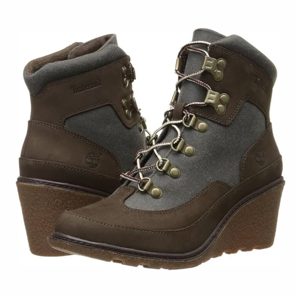 Timberland Earthkeepers Amston Ankle Bootie Wedge – Gray Suede – Size 10